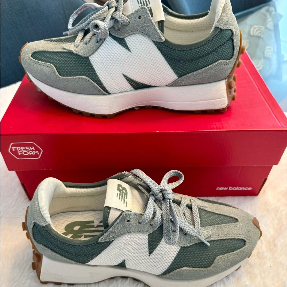 New Balance - 327 Juniper / Dark Juniper Low Top Sneakers - Picture 2 of 13